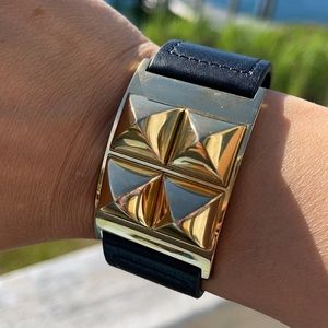 MICHAEL KORS Pyramid stud wide leather bracelet